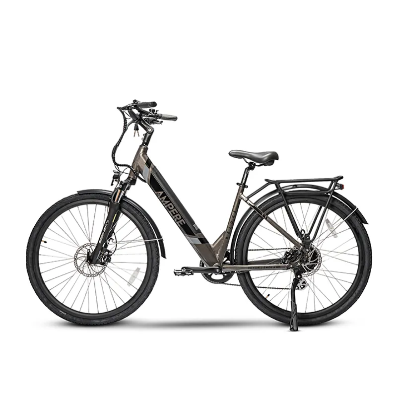 Ampere Deluxe Step Through 700c Wheel Electric Bike Grey -1